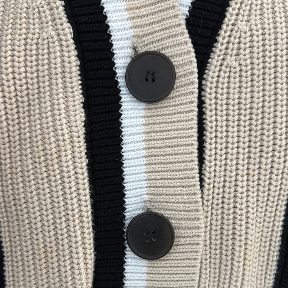 Women's Black and Cream Cardigan Sweater - Picture 8 of 8